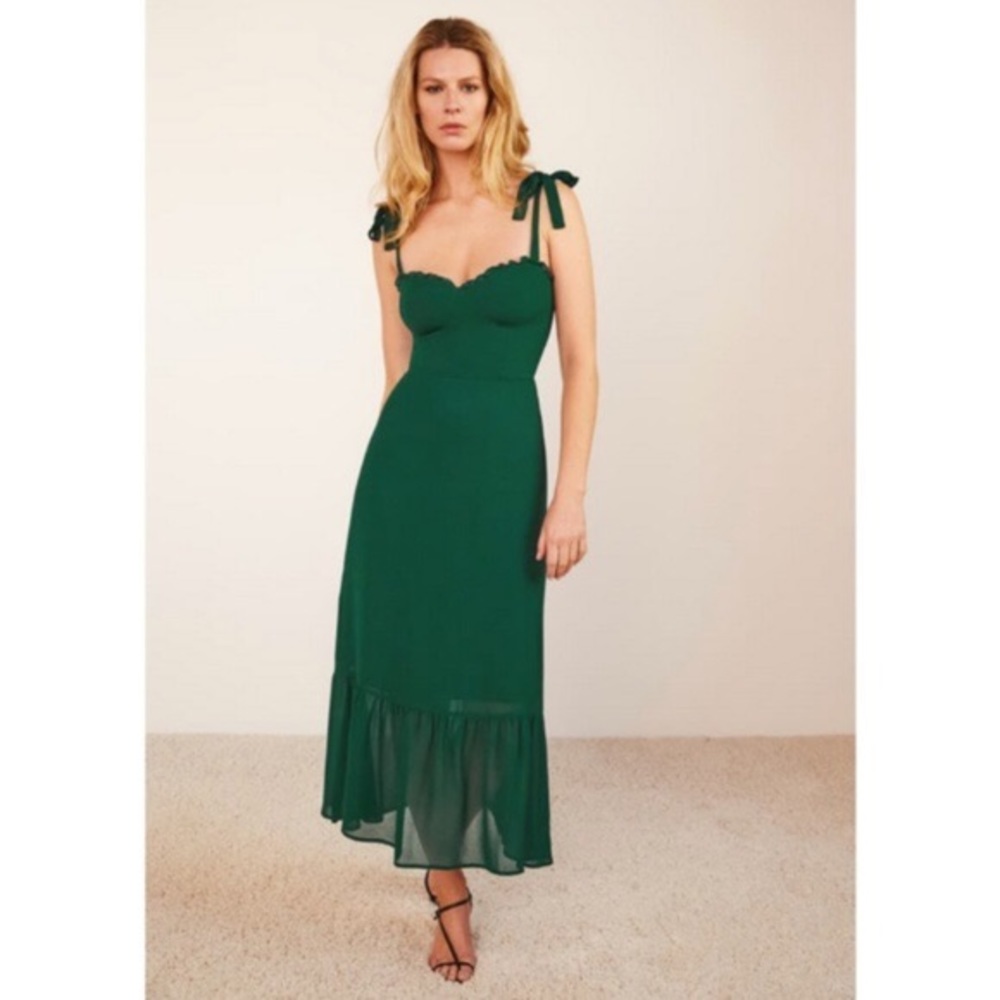 Reformation Nikita Dress, Emerald, Size 4